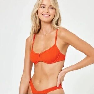 L*Space Hunter Split Neck Swim Top in Pimiento